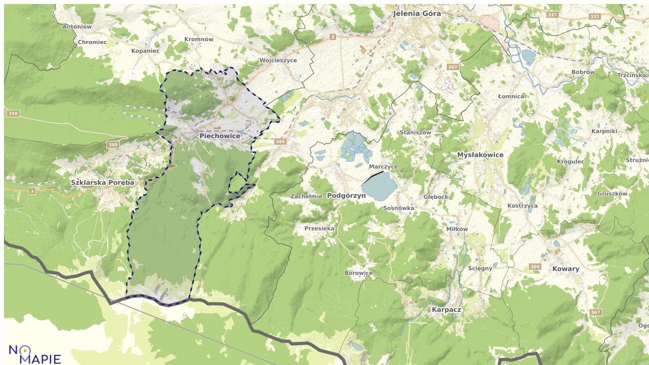 Mapa obszarów ochrony przyrody Piechowic